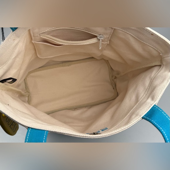 Guess Canvas‎ Turqouise Beach Tote Bag Embroidered Y2K Vtg (NWT) - Picture 9 of 13